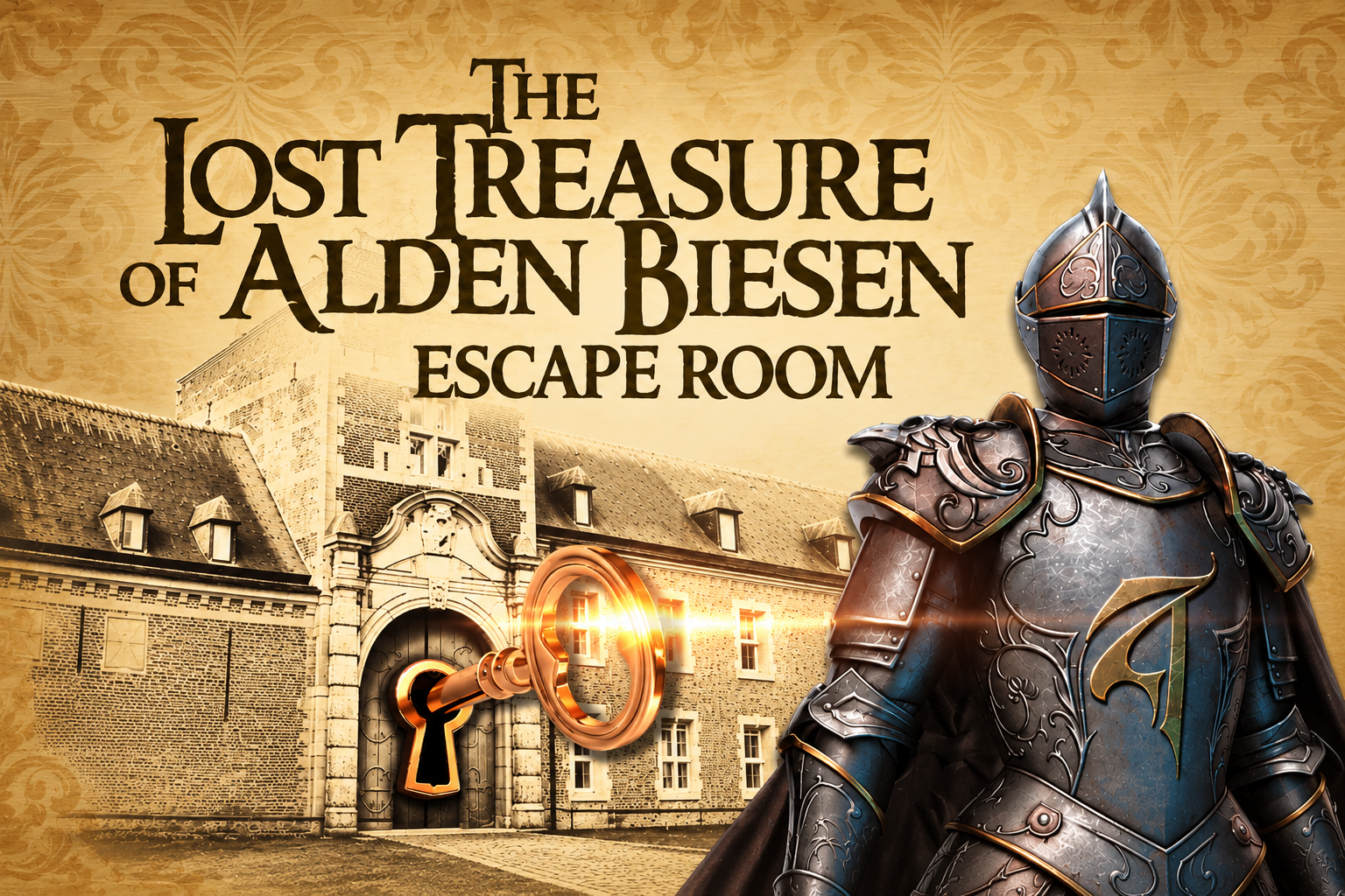 Historisch landhuis met binnenkoer, sfeerbeeld voor The Lost Treasure of Alden Biesen